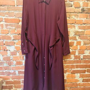 Lauren Ralph Lauren Dress Women’s Long Belted Shirt Dress Burgundy size 14